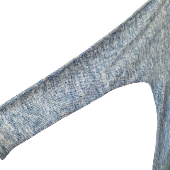 Eileen Fisher Blue Linen Asymmetrical Sheer Pullover Top Sweater size medium - Picture 2 of 5